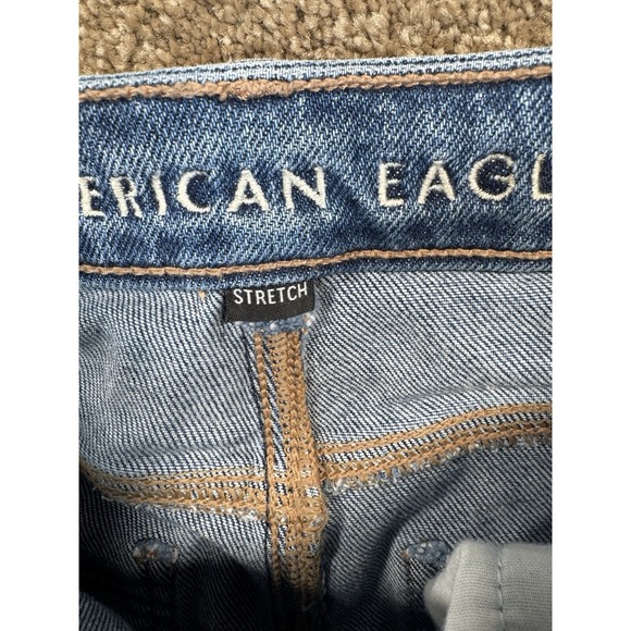 American Eagle Mom Jeans Women's 4R Blue High-Rise Pants - Destroyed Stretch - Picture 6 of 10
